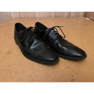 Men’s Size 8M Stacy Adams Black Dress Shoes Cow Leather Crocodile Print Laced